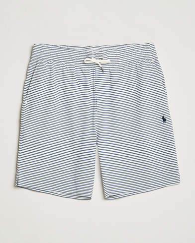 Men | Sweatshorts | Polo Ralph Lauren | Brused Spa Jersey Striped Sweatshorts White/Blue