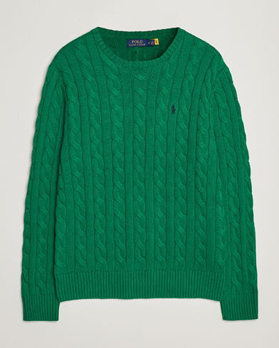 Men | Crew Neck Jumpers | Polo Ralph Lauren | Cotton Cable Pullover Athletic Green