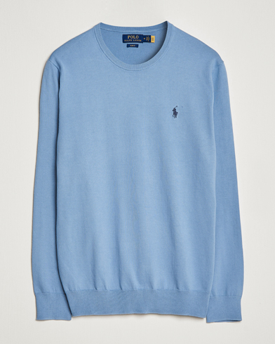 Men | Knitted Jumpers | Polo Ralph Lauren | Cotton Crew Neck Sweater Channel Blue
