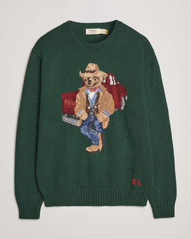 Men | Knitted Jumpers | Polo Ralph Lauren | Knitted Crew Neck Bear Sweater New Forest Heather