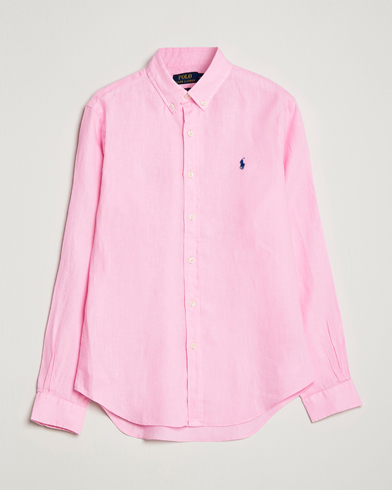 Men | Linen Shirts | Polo Ralph Lauren | Slim Fit Linen Button Down Shirt Carmel Pink