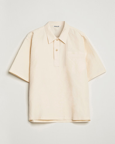 Men | Short Sleeve Shirts | Auralee | Finx Linen Half Sleeved Shirt Ecru