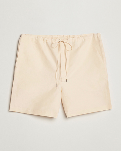 Men | Shorts | Auralee | Finx Linen Easy Shorts Ecru