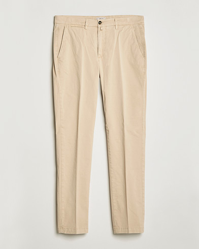 Men | Trousers | Briglia 1949 | Tapered Fit Cotton Twill Stretch Chinos Beige