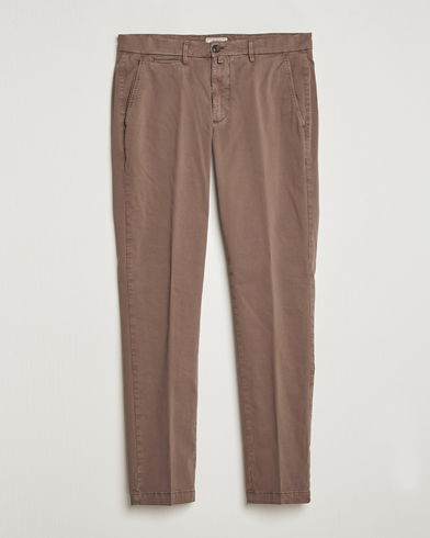 Men | Trousers | Briglia 1949 | Tapered Fit Cotton Twill Stretch Chinos Brown