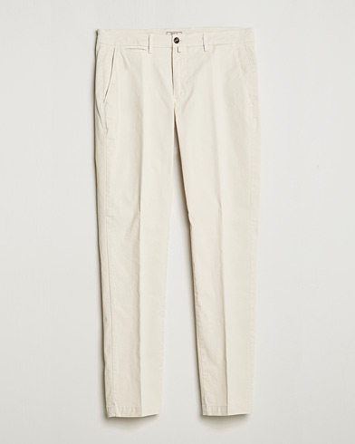 Men | Trousers | Briglia 1949 | Tapered Fit Cotton Twill Stretch Chinos Cream