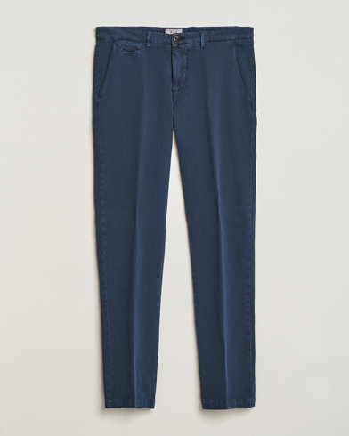 Men |  | Briglia 1949 | Slim Fit Diagonal Cotton Stretch Trousers Navy
