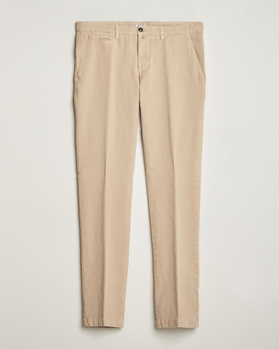 Men |  | Briglia 1949 | Slim Fit Diagonal Cotton Stretch Trousers Beige