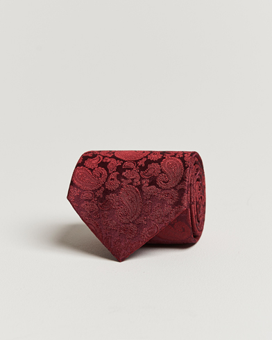 Men |  | Amanda Christensen | Silk Tonal Paisley Tie 8 cm Wine