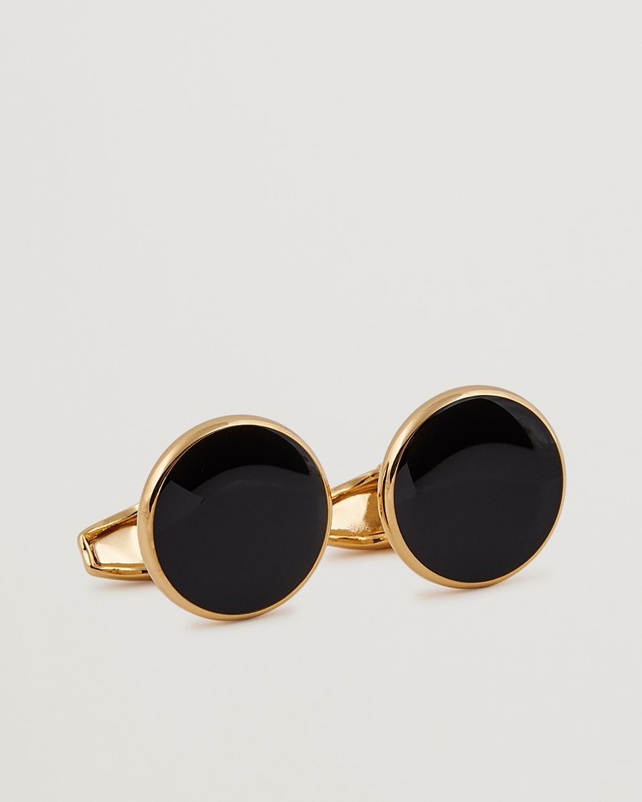 Amanda Christensen Cufflink & Shirt Studs Set Black/Gold – Black