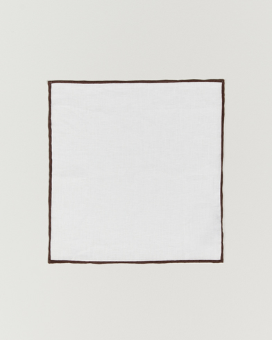 Men |  | Amanda Christensen | Linen Paspoal Pocket Square White/Brown