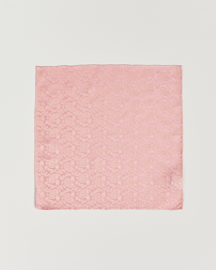 Amanda Christensen Tonal Paisley Silk Pocket Square Powder Pink – Pink
