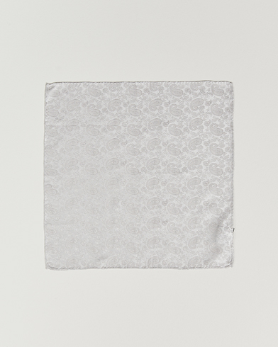 Men | Pocket Squares | Amanda Christensen | Tonal Paisley Silk Pocket Square Silver