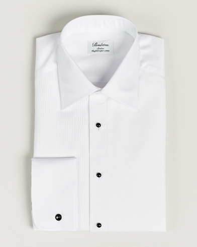 Men | Dress Shirts | Stenströms | Slimline Open Smoking Shirt White