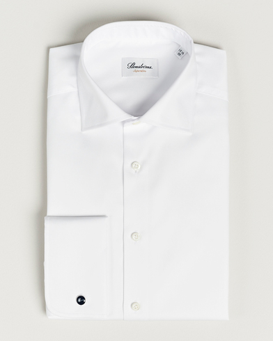 Men |  | Stenströms | Superslim Double Cuff Cotton Shirt White