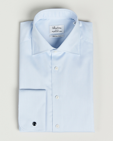 Men |  | Stenströms | Slimline X-Long Sleeve Double Cuff Shirt Light Blue