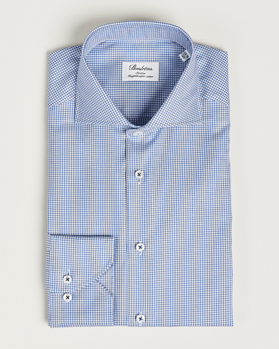 Men |  | Stenströms | Slimline Small Check Cut Away Shirt Blue