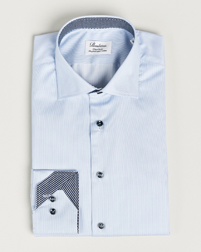 Men | Stenströms | Stenströms | Fitted Body Contrast Cotton Shirt White/Blue