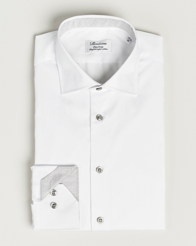 Men | Stenströms | Stenströms | Fitted Body Contrast Cotton Twill Shirt White
