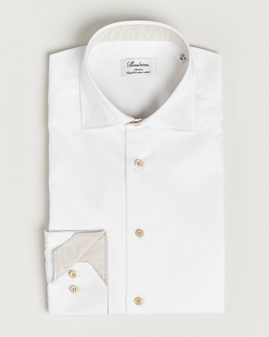  Fitted Body Contrast Cotton Shirt White