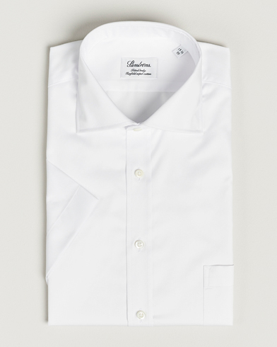 Men |  | Stenströms | Fitted Body Short Sleeve Twill Shirt White