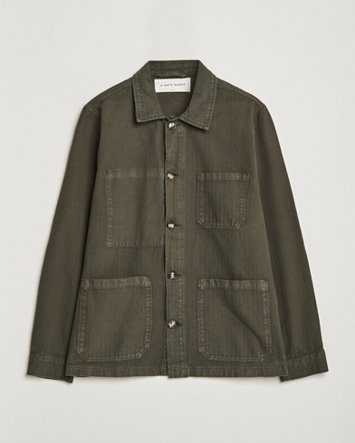 Men | A Day's March | A Day's March | Original Herringbone Overshirt Regular Fit Olive