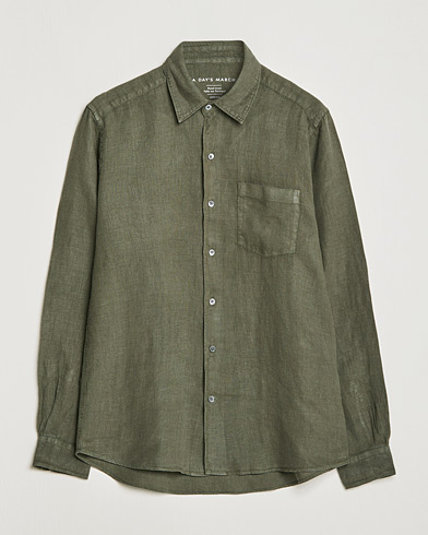 Men | A Day's March | A Day's March | Abu Linen Shirt Seaweed