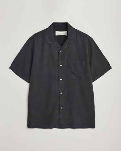 Men | Shirts | A Day's March | Yamu Short Sleeve Tencel Shirt Off Black