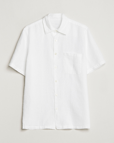 Men | Shirts | A Day's March | Khito Short Sleeve Linen Shirt White