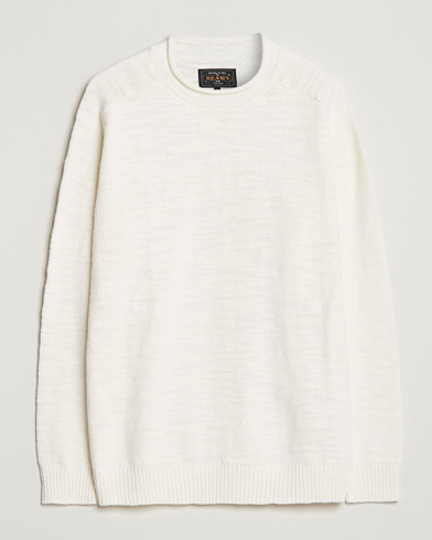 Men | Knitted Jumpers | BEAMS PLUS | Linen Crew Neck Sweater White