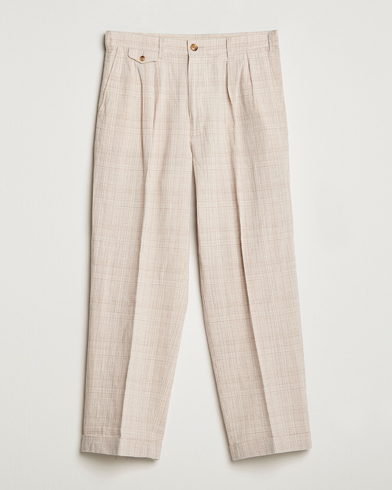 Men | Preppy Authentic | BEAMS PLUS | Cotton/Linen Comfort Trousers Natural