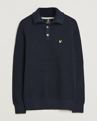 Men | Knitted Jumpers | Lyle & Scott | Chunky Ribbed Button Knit Dark Navy
