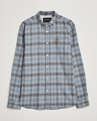 Men |  | Lyle & Scott | Button Down Flannel Shirt Cold Grey