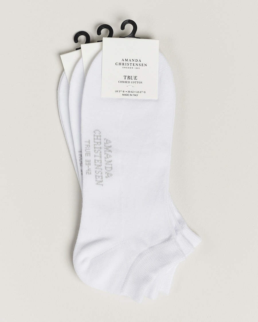 Amanda Christensen 3-Pack True Cotton Sneaker Socks White – White
