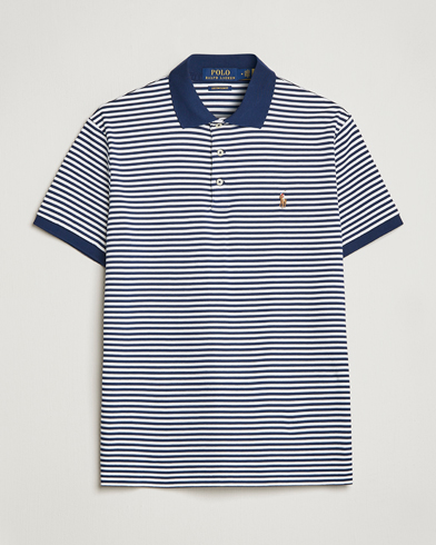 Men | Polo Shirts | Polo Ralph Lauren | Luxury Pima Cotton Striped Polo French Navy/White