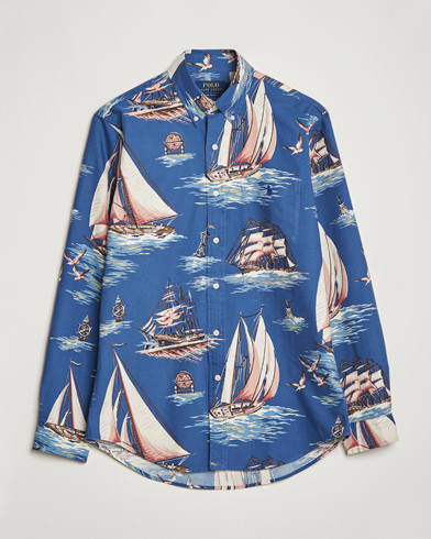 Men | Short Sleeve Shirts | Polo Ralph Lauren | Printed Regatta Oxford Shirt Blue
