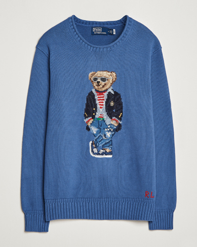 Men | Knitted Jumpers | Polo Ralph Lauren | Cotton Knitted Bear Sweater Blue Haven