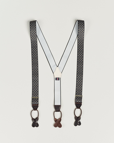 Men | Accessories | Albert Thurston | Elastic Medallion Printed Braces 35mm Blue