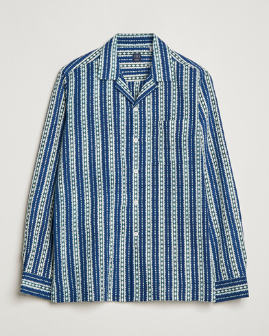 Men |  | Beams F | Relaxed Cotton Shirt Blue Stripes