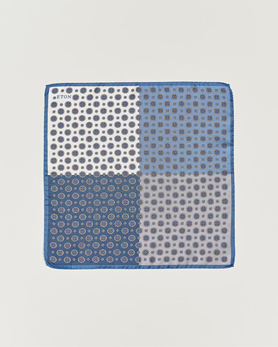 Men | Pocket Squares | Eton | Silk Four Faced Medallion Pocket Square Blue Multi