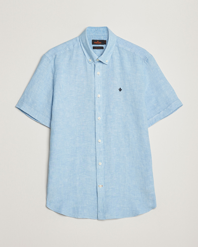 Men | Short Sleeve Shirts | Morris | Douglas Linen Short Sleeve Shirt Light Blue