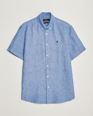 Men | Short Sleeve Shirts | Morris | Douglas Linen Short Sleeve Shirt Blue