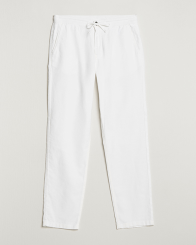 Men | Linen Trousers | Morris | Fenix Linen Drawstring Trousers White