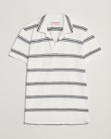 Men | Sale clothing | Orlebar Brown | Terry Classic Twin Stripe Polo White/Night Iris