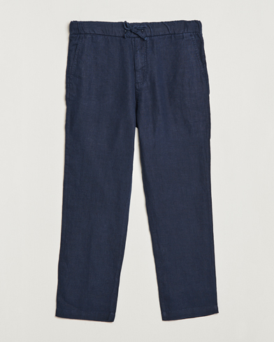 Men | Linen Trousers | NN07 | Keith Drawstring Linen Trousers Navy
