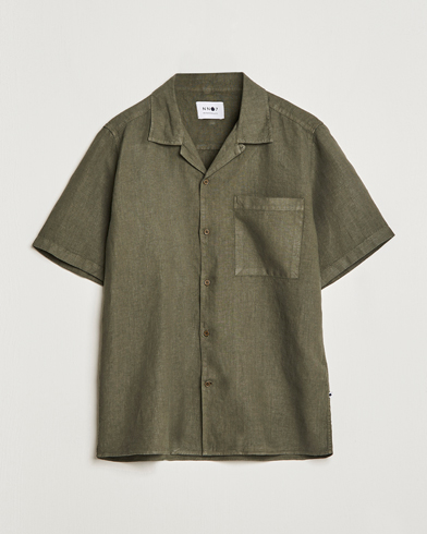 Men | Short Sleeve Shirts | NN07 | Julio Linen Resort Shirt Army