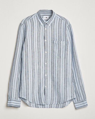 Men | Linen Shirts | NN07 | Arne Strinped Linen Shirt Blue