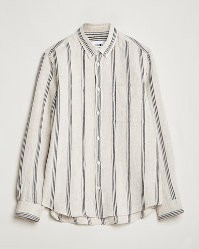 Men | NN07 | NN07 | Arne Strinped Linen Shirt Oat