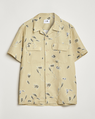 Men |  | NN07 | Daniel Short Sleeve Tencel/Linen Printed Shirt Pale Olive