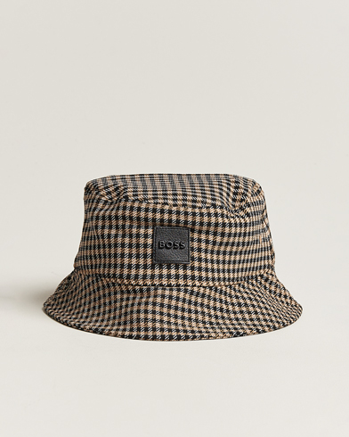 Men | Hats | BOSS BLACK | Saul Checked Bucket Hat Medium Beige
